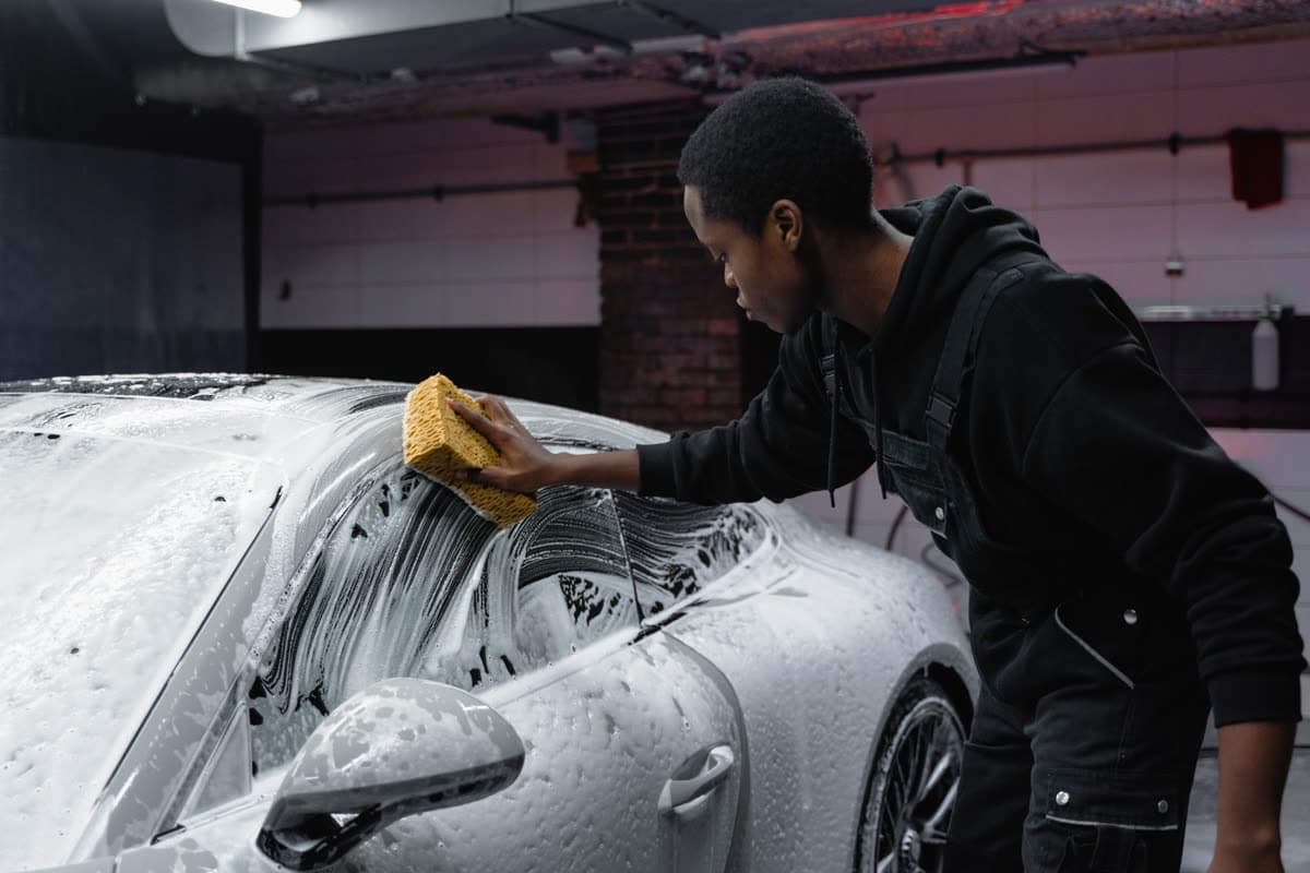 Panel being worked by hand during the wash stage