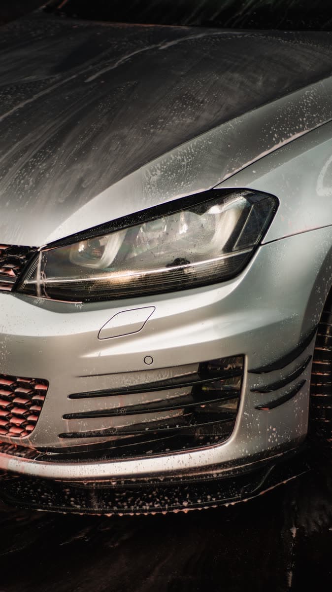 Water beading across a polished front end after coating